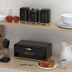 China Square Kitchen Storage Bread Containers Crown Series Metal Bread Bin Set For Tea Can And Coffee Can factory