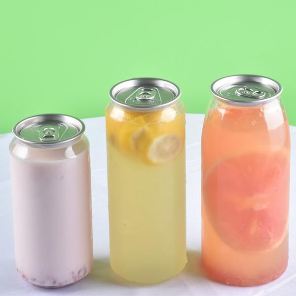 China Popular Design Reusable Can for Fruit Juice clear Plastic Juice Cans Juice in Pet Can with Factory factory