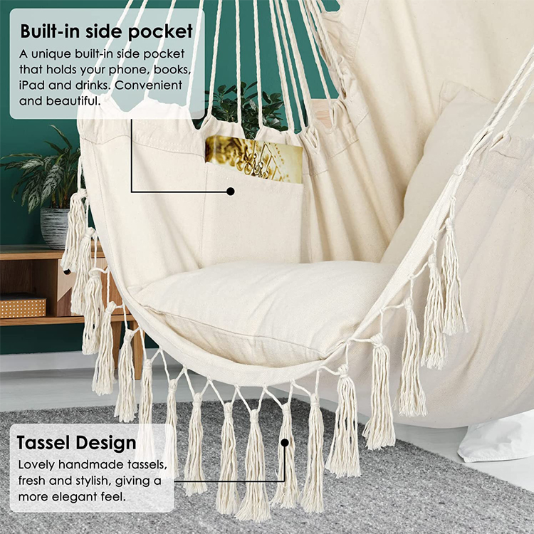 127*122*2.5cm Outdoor Garden Camping Patio Folding Portable Children Cotton Hanging Rope Swing Hammock Chair