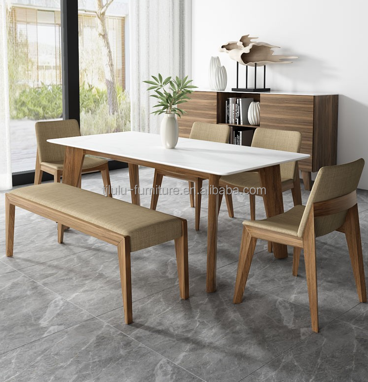 Solid Wood Villa Dinning Table Chairs With Nitrolacquer Finish And Modern Design For Dinning Room Restaurant And Hotel