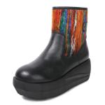 S031 Winter new fleece warm leather women's boots original leather hit color