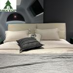 Stainless steel Upholstered Bedroom Sets Modern White Leather King Size Bed