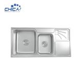 CH9848 Stainless Steel Press Kitchen Sinks Large and Small Double Bowl Kitchen