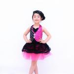 Black Polka Dots Hot Pink Sequin Glitter Dress Dance Costumes For Kids