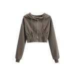 Ultra Short Style Sports Hoodies Waist Closed Fish Bone Long Sleeve