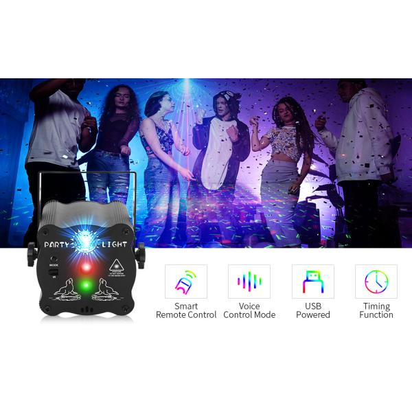 New USB Rechargeable Mini Laser Light Sound Activated Timing LED Stage Lights 60 Lighting Effects Party Atmosphere Lamp