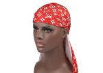 Red And White LV Silk Silky Satin Designer Durag Supplier Wholesale