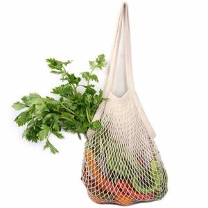 China ISO9000 SMETA Reusable Cotton Grocery Bags Foldable Mesh Net Shopping Bag 120g factory