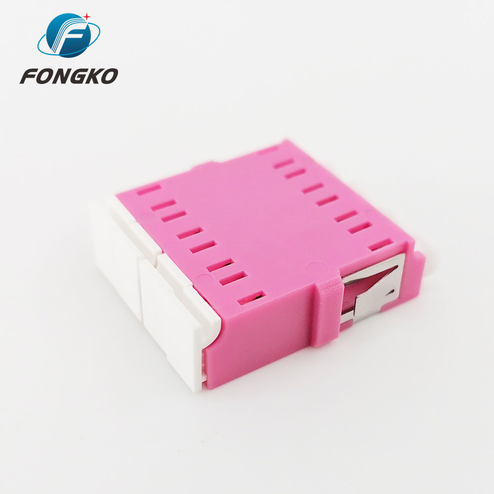 LC OM4 Pink Quad Fiber Optic Adapter With Auto Shutter 850nm