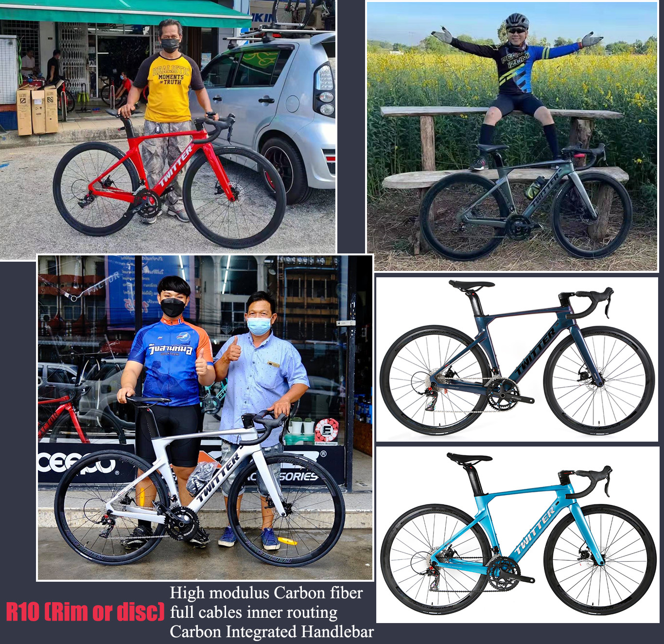 R10 700C 24 Speed Disc Brake Carbon Fiber Road Bike Alloy Wheel T900 Carbon Frame