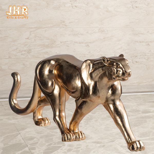 Animal Decor Resin Leopard Statue Polyresin Animal Figurines Fiberglass Gold