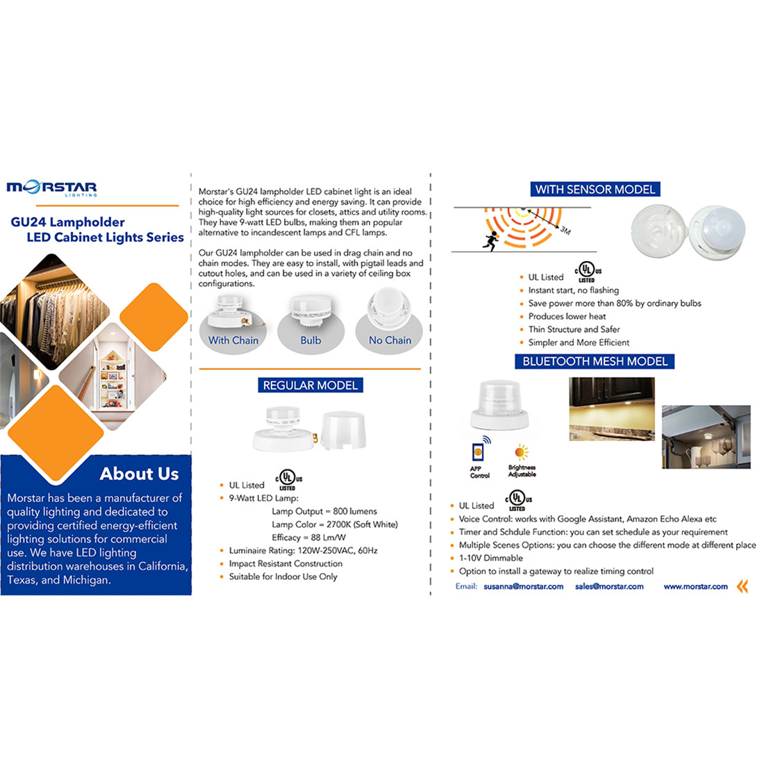 Smart Buletooth 9w GU24 Light For Indoor Cabinet