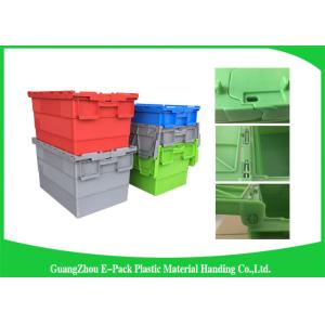 China Recyclable Logistic Plastic Attached Lid Containers For Transporting on sale