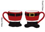 Hand Painted Santa Christmas Mugs , Santa Pants Mug Stoneware Dolomite