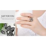 Sterling Silver Pave Clear Cubic Zircon Leaves Band Ring Vintage Style Jewelry