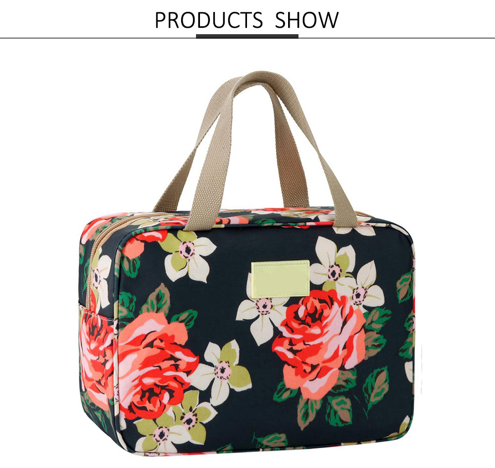Floral Oxford Cosmetic Toiletry Bag For Women
