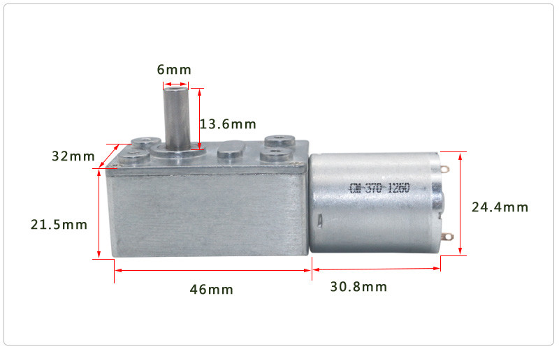 6 - 150rpm High Torque Right Angle Worm Gear DC Motor