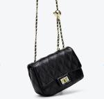 Mini Female Crossbody Bag 20cm Black Purse With Gold Chain
