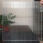 Bronze and Gray Tempered Dichroic Moru Fluted Glass Door with Colorful Ripple