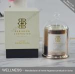 luxury domed soy wax candle with gold glass jar and gift box