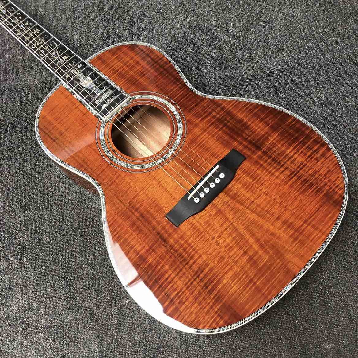 Custom Grand 39" KOA Wood 00045 Parlor Acoustic Guitar 100% All Real Abalone Guitar Accept OOO, OM, D Shape Custom Guita