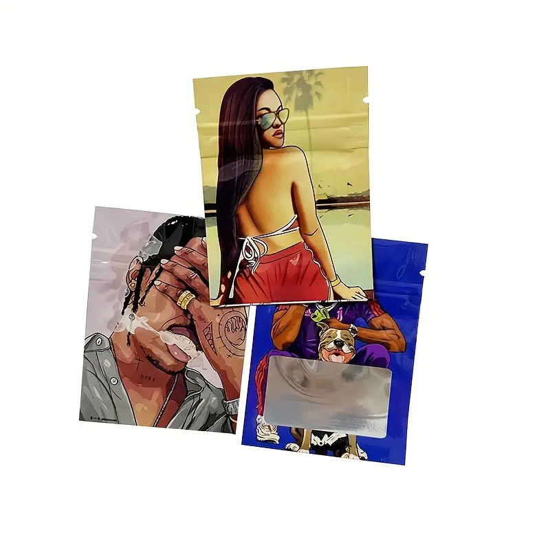 Customized Printing 3.5 Mil Zip Lock Mylar Pouch For Food And Snacks Storage