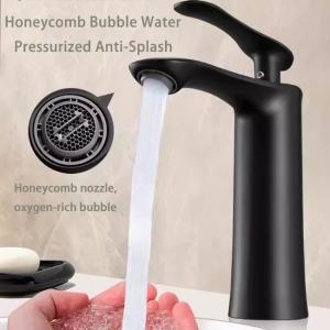 China Black Wash Basin Hot And Cold Faucet Bathroom Copper Faucet factory