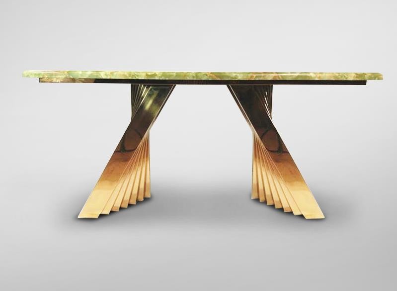 Premium Hotel Restaurant Furniture Modern Art Natural Marble Metal Base Dining Table