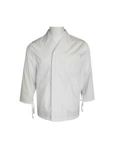 China 240 GSM Chef Uniform Works Coat With Cuffs Ties Polyester 65% Cotton 35% factory