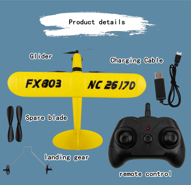 Fx803 Piper Cub J-3 RC Plane Model tech 2.4GHz Remote Control Airplane Glider for Outdoor Video Capture Resolution N/A
