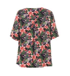 China Pleat Eye Catching Ladies Fashion Tops With Printed Color V Neck For Summer factory