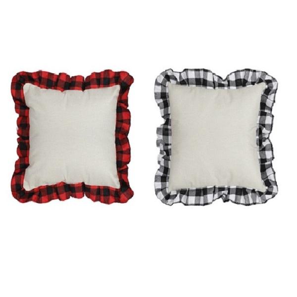 Double Sided Sublimation Pillow Case Blanks Printed Plaid Cotton Linen Pillow