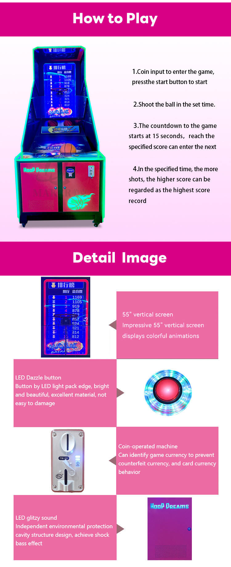 Hot Hoops Basketball Game Machine Simulator Street Basketball Arcade Electronic Shooting Game