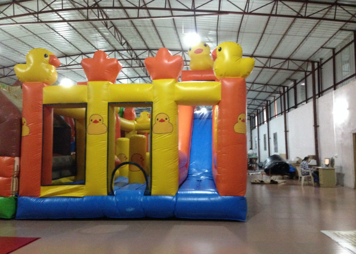 Inflatable Duck Kids Bouncy Castle , High Slide Castle Bounce House 12 X 5m