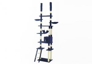 China Adjustable Height Cat Scratching Tree , Stylish Cat Tree With Auxiliary Stairs factory