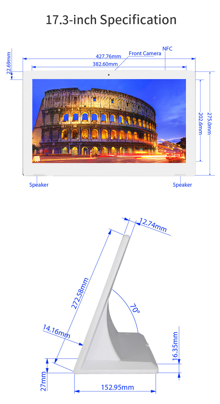 POE RJ45 Meeting Room Display Tablet / 17 Inch Android Tablet PC
