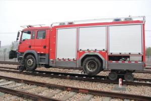 China Heavy Truck Chassis Railway Fire Fighter Vehicle Foam Dry Powder Fire Fighting factory