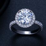 925 Sterling Silver Princess Ring Round Sparkling Ring Love Heart CZ Rings for