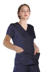 China 155 GSM Women Polyester Spandex Short Sleeves Scrubs Medical Uniform factory