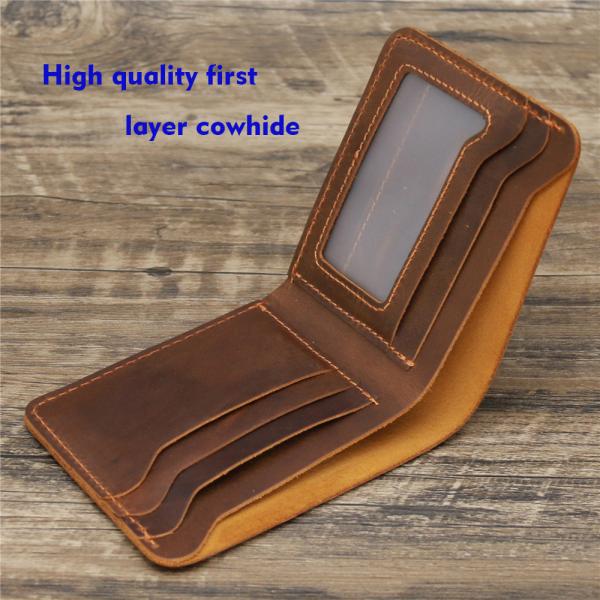 Vintage Animal Prints Rfid Holder Real Leather Purse for Men's Crazy Horse Slim