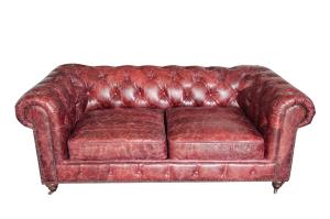 China Red Grain 2 Seater Leather Sofa Top Grain Vintage Scratches Upholstered Type factory