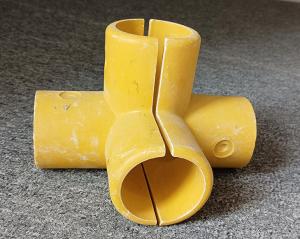 China 50mm Round Tube Fiberglass FRP Handrail Fitting Elbow Base Tee Four Way Connector factory