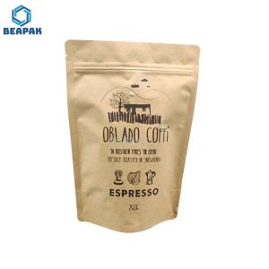 Coffee Paper Kraft Packaging 8oz Aluminum Stand Up Pouch