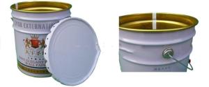 China Gold Phenolic Lined Chemicals Metal Bucket With Lid factory