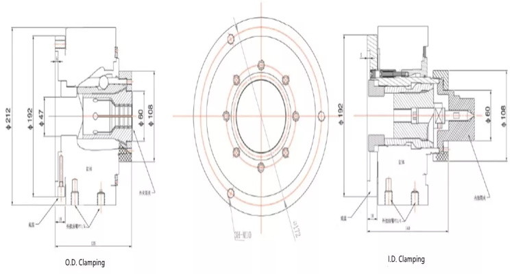 Long Life Service Rotary Hydraulic Collet Chuck For Laser Cutting CNC Machine