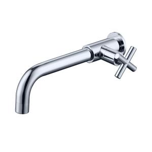 China Brass Bathroom Single Cold Water Basin Tap Modern Wall Mounted Cross Handle factory