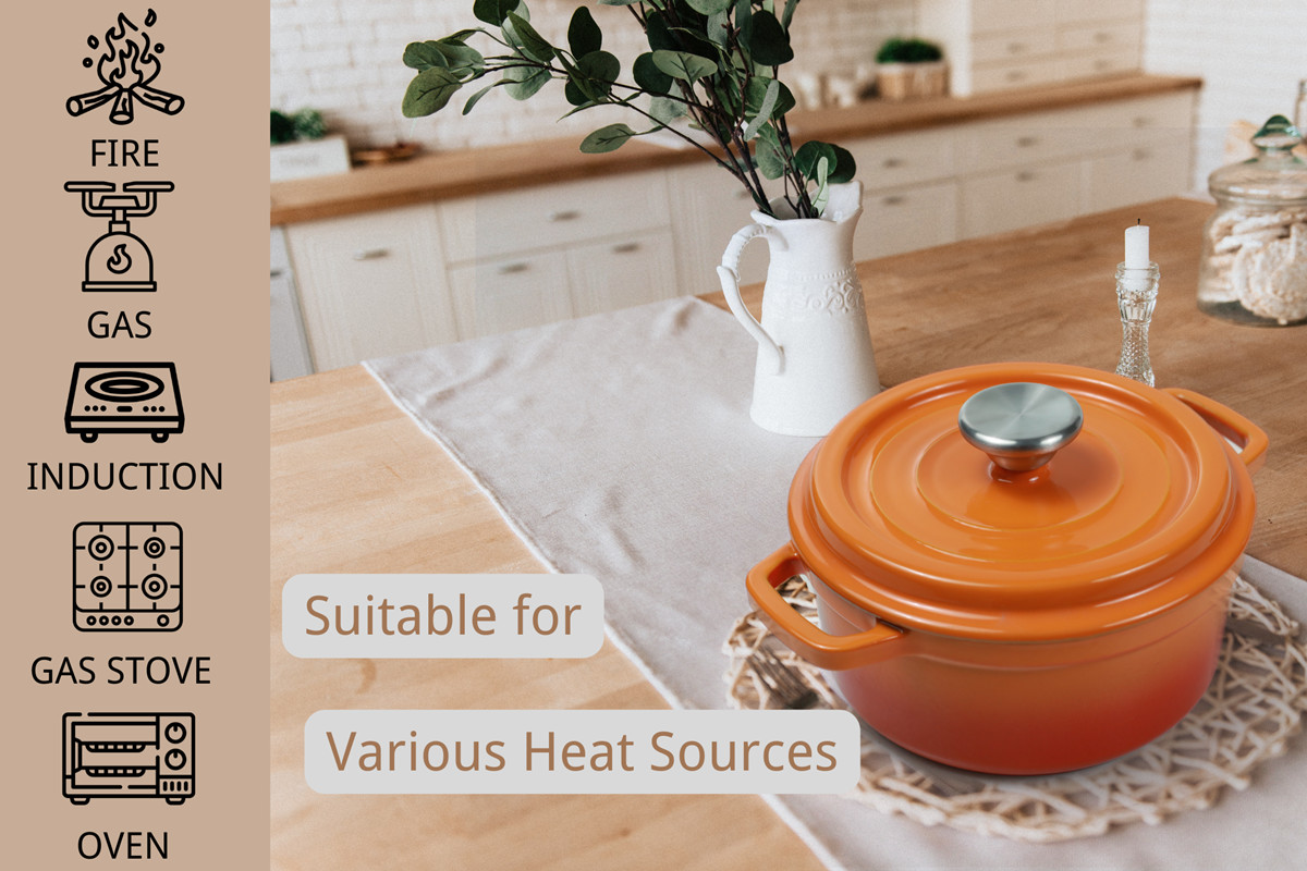 Country Design Eco Friendly Cast Iron Dutch Oven With Two Handles