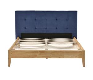 China Sunny Blue Linen Fabric Bed Frame With Headboard CE Certification factory