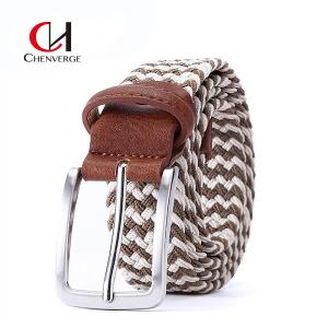 China 120CM Length Braided Elastic Belt Holeless Pin Buckle Smooth Surface factory