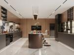 Sophisticated Residential Stainless Steel Kitchen Cabinets With Deep Gray And